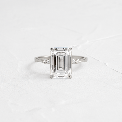 Criss Cross-Emerald Lab Grown Diamond Engagement Ring