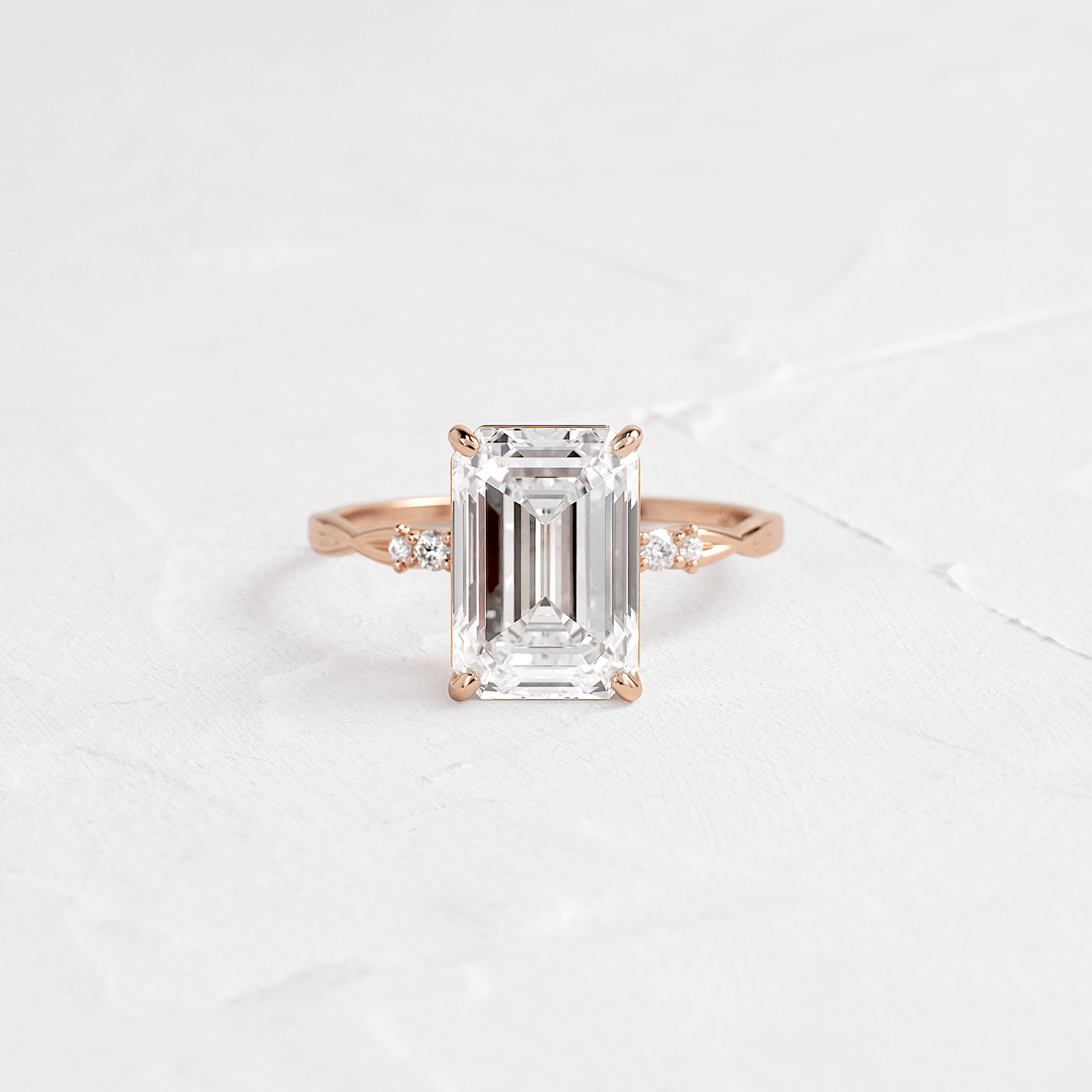 Criss Cross-Emerald Lab Grown Diamond Engagement Ring