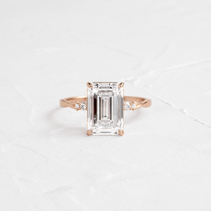 Criss Cross-Emerald Lab Grown Diamond Engagement Ring