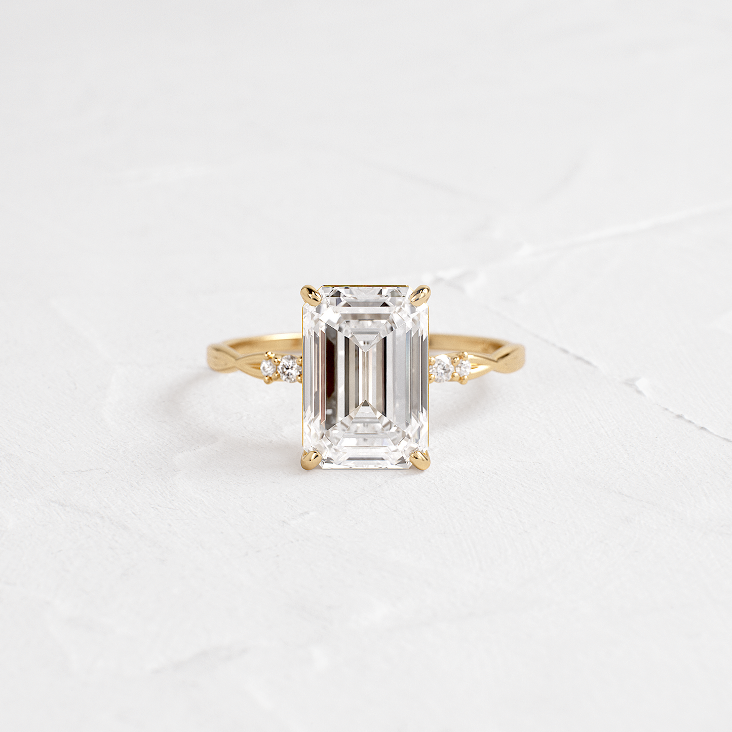 Criss Cross-Emerald Lab Grown Diamond Engagement Ring