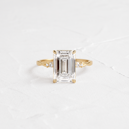 Criss Cross-Emerald Lab Grown Diamond Engagement Ring