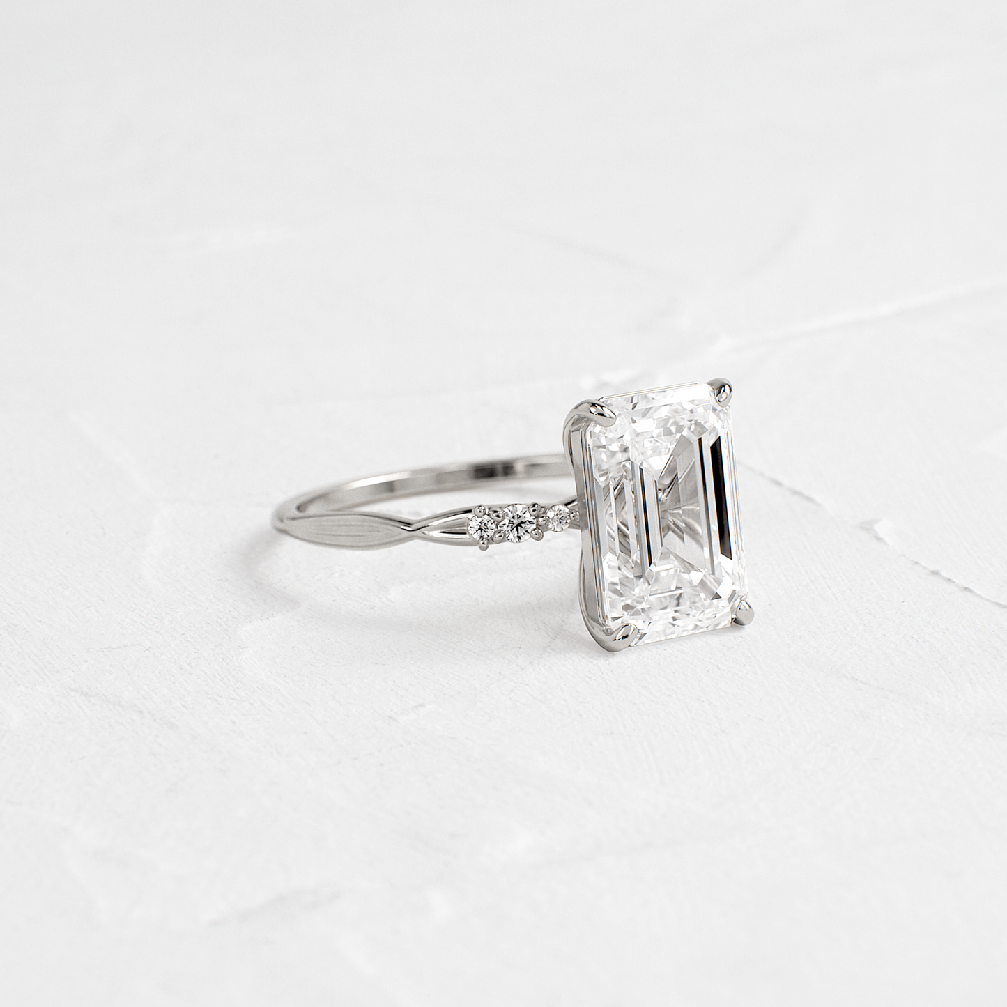 Criss Cross-Emerald Lab Grown Diamond Engagement Ring