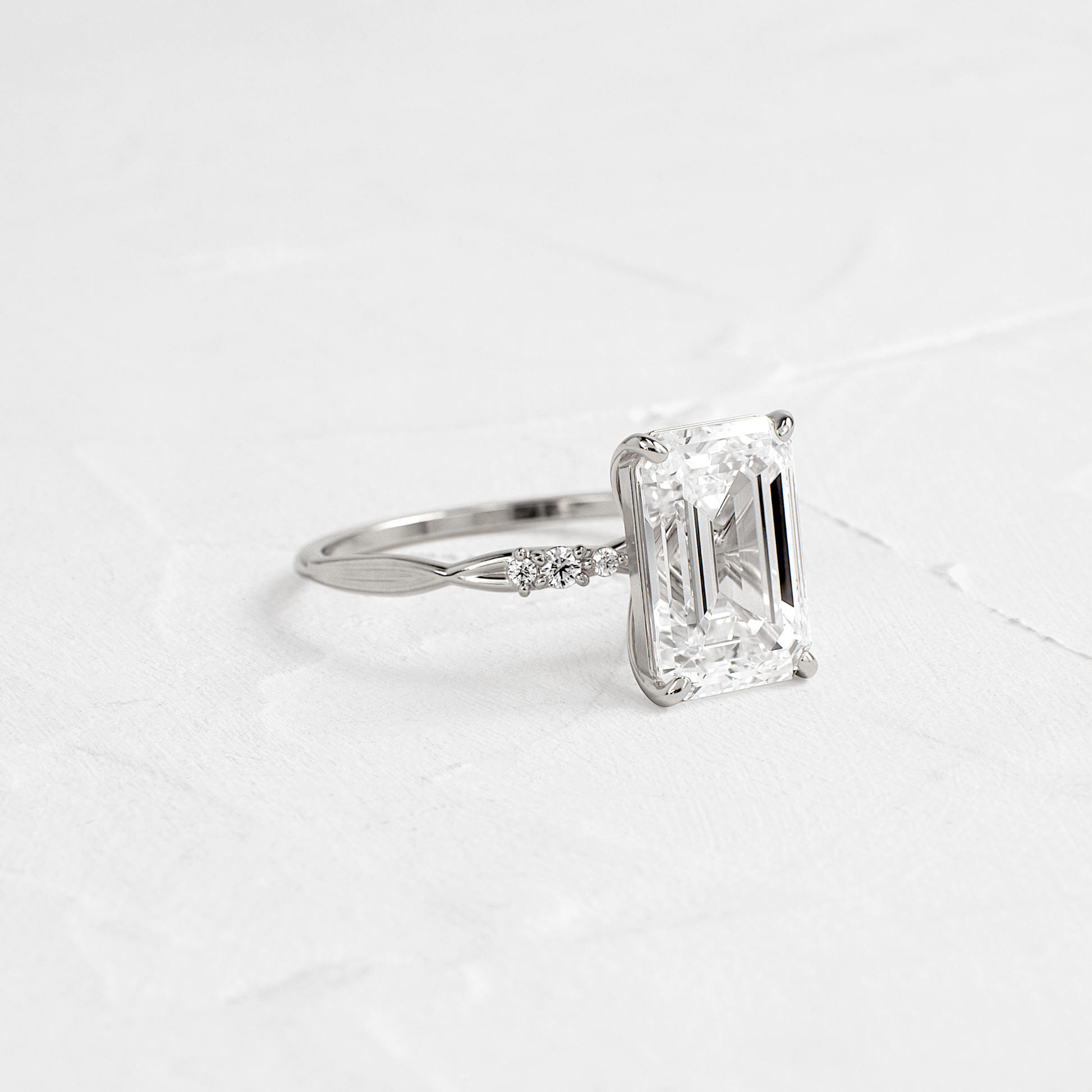 Criss Cross-Emerald Lab Grown Diamond Engagement Ring