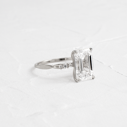Criss Cross-Emerald Lab Grown Diamond Engagement Ring
