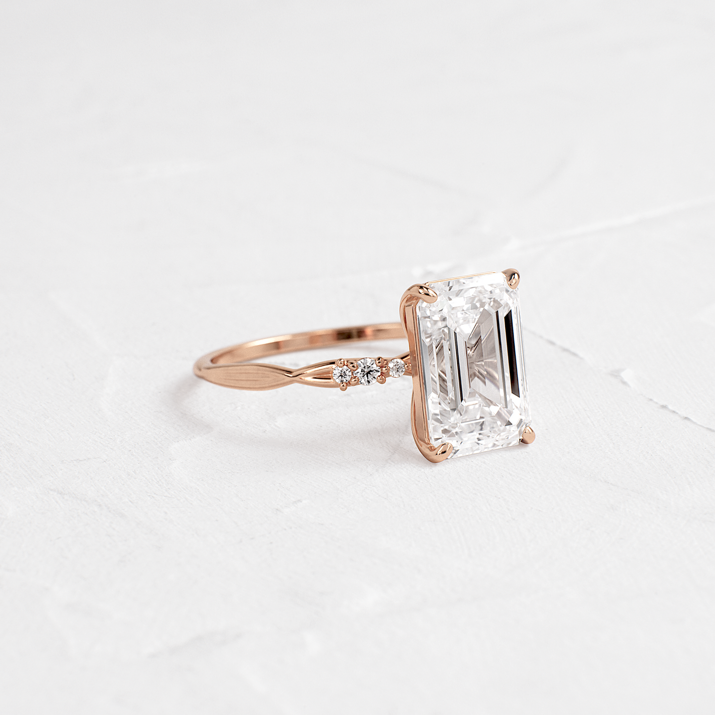 Criss Cross-Emerald Lab Grown Diamond Engagement Ring