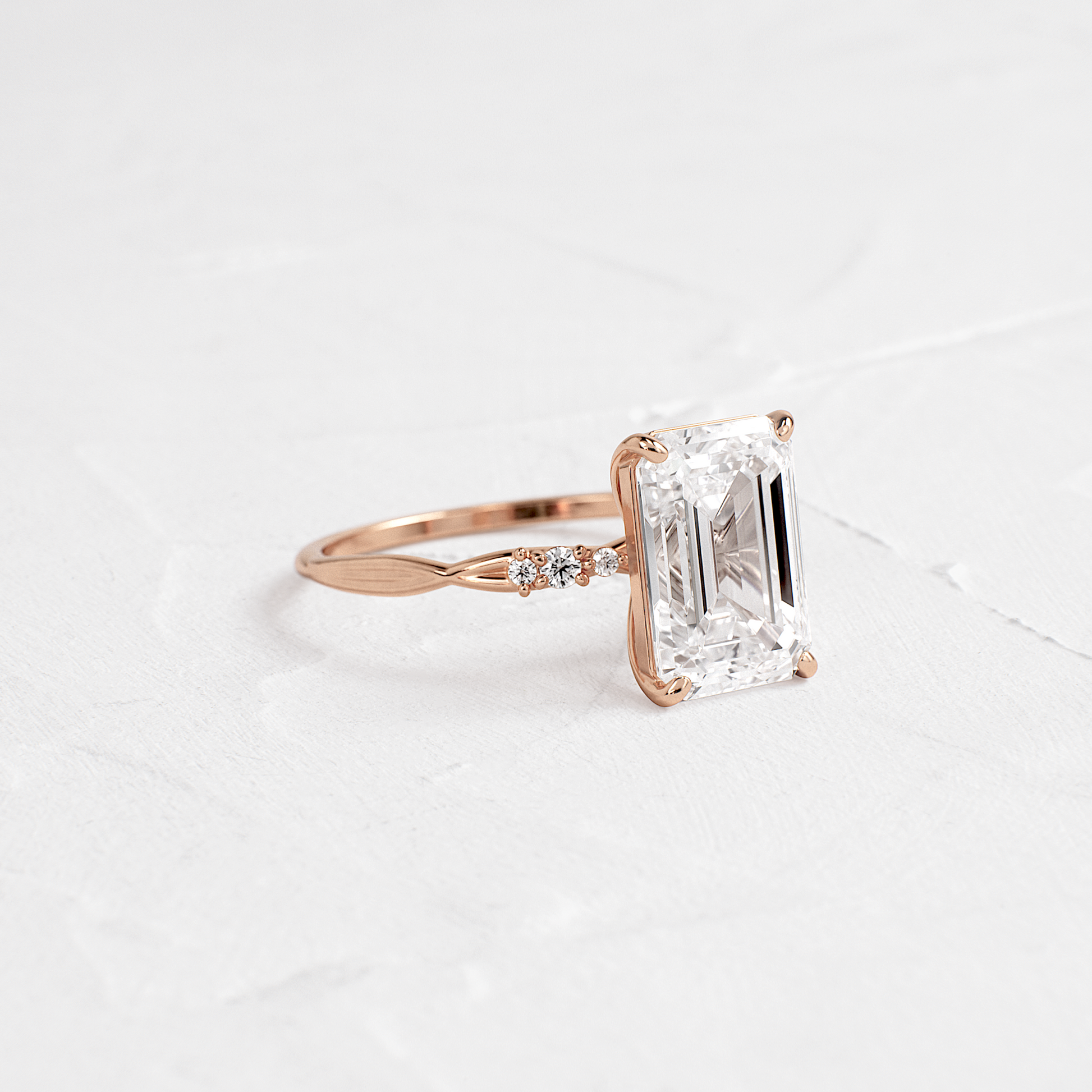 Criss Cross-Emerald Lab Grown Diamond Engagement Ring