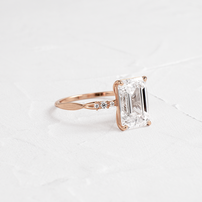 Criss Cross-Emerald Lab Grown Diamond Engagement Ring