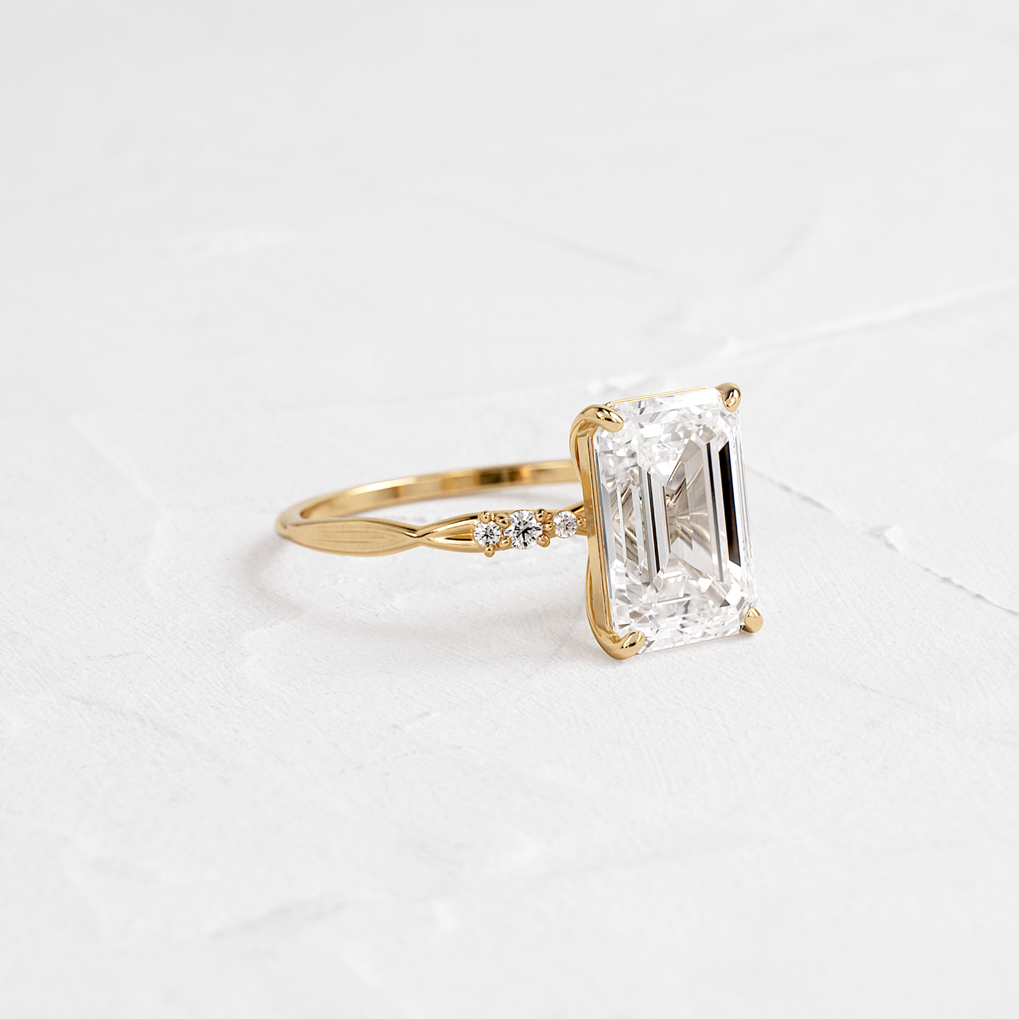 Criss Cross-Emerald Lab Grown Diamond Engagement Ring