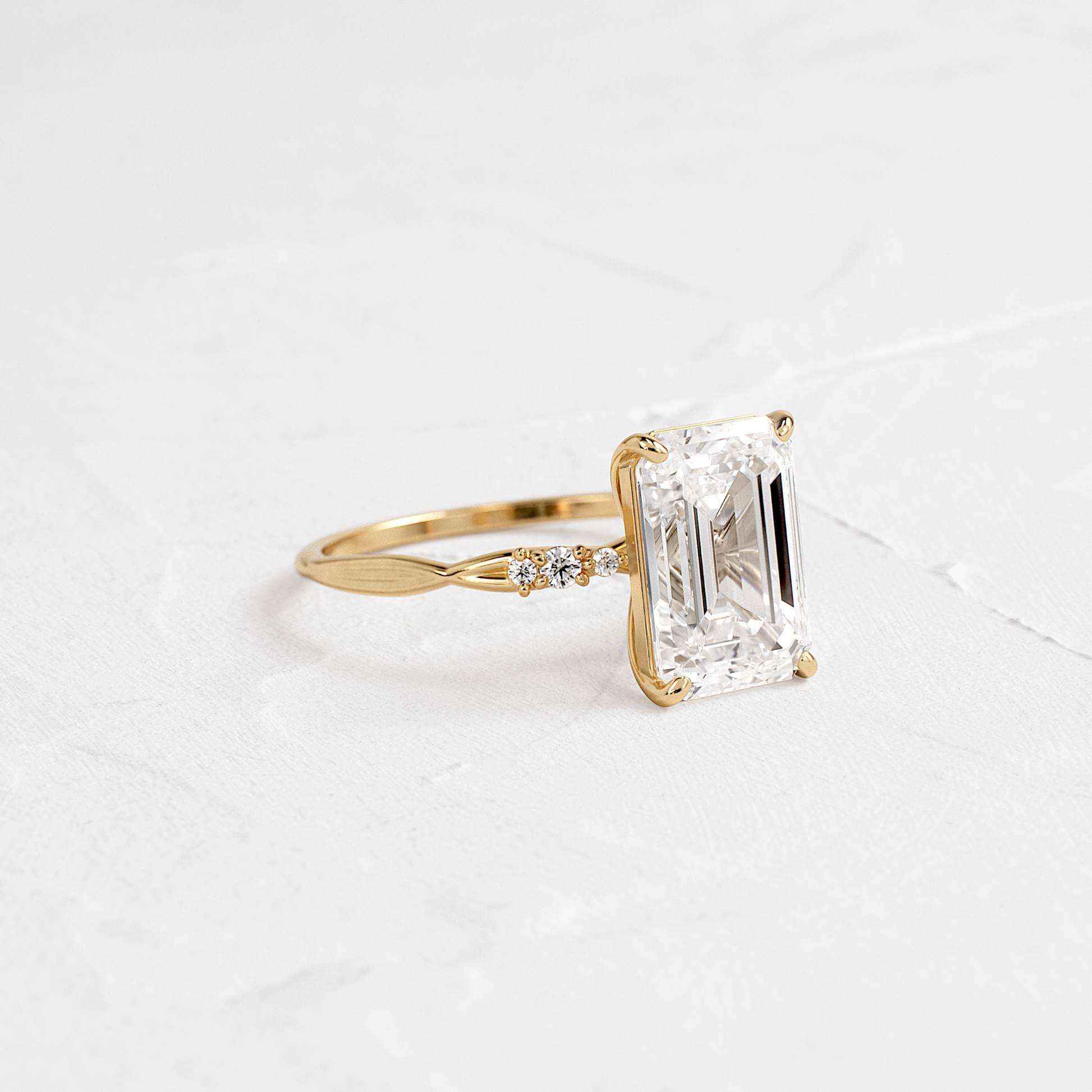 Criss Cross-Emerald Lab Grown Diamond Engagement Ring