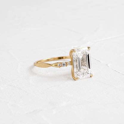 Criss Cross-Emerald Lab Grown Diamond Engagement Ring