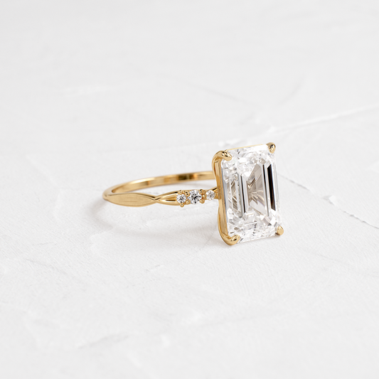 Criss Cross-Emerald Lab Grown Diamond Engagement Ring