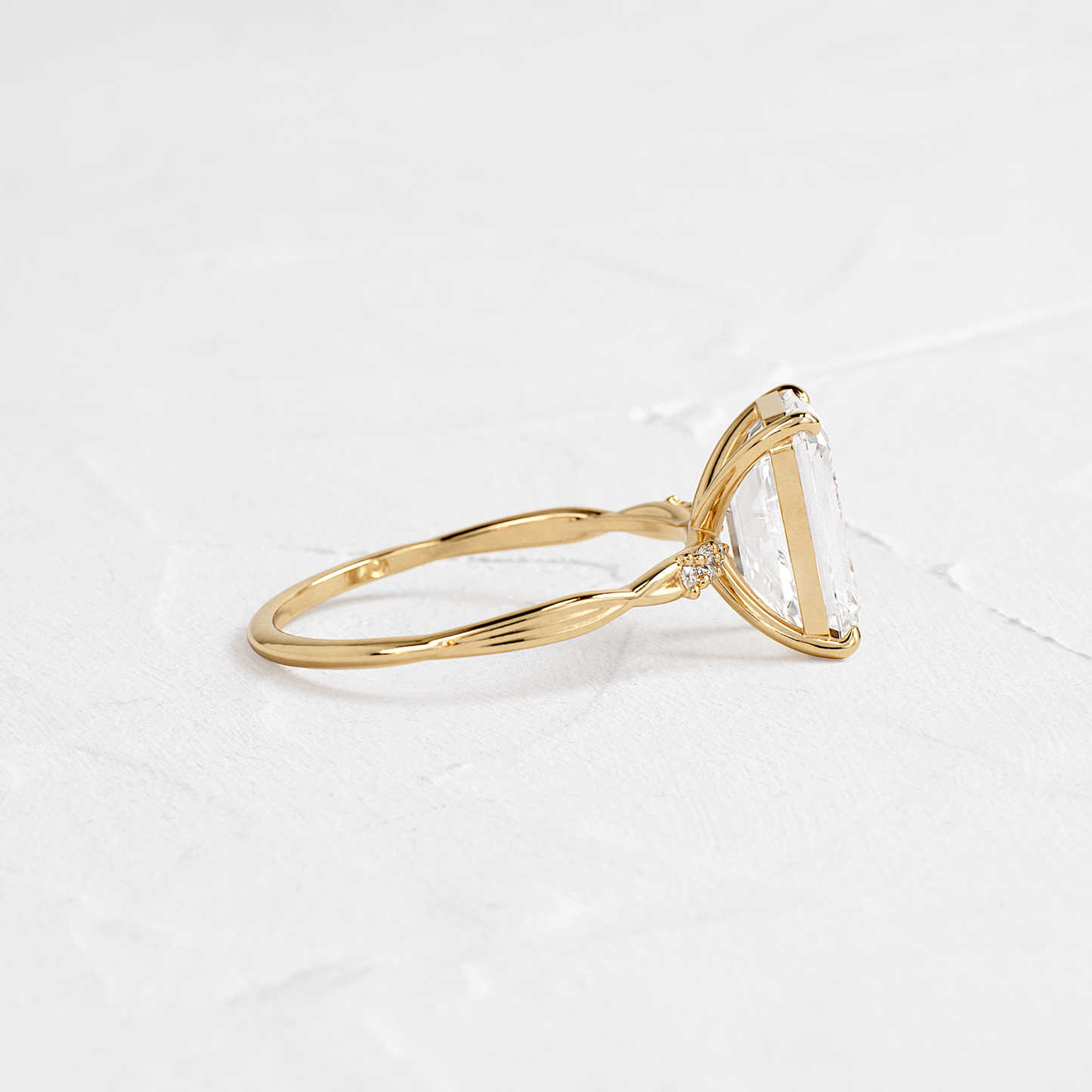 Criss Cross-Emerald Lab Grown Diamond Engagement Ring