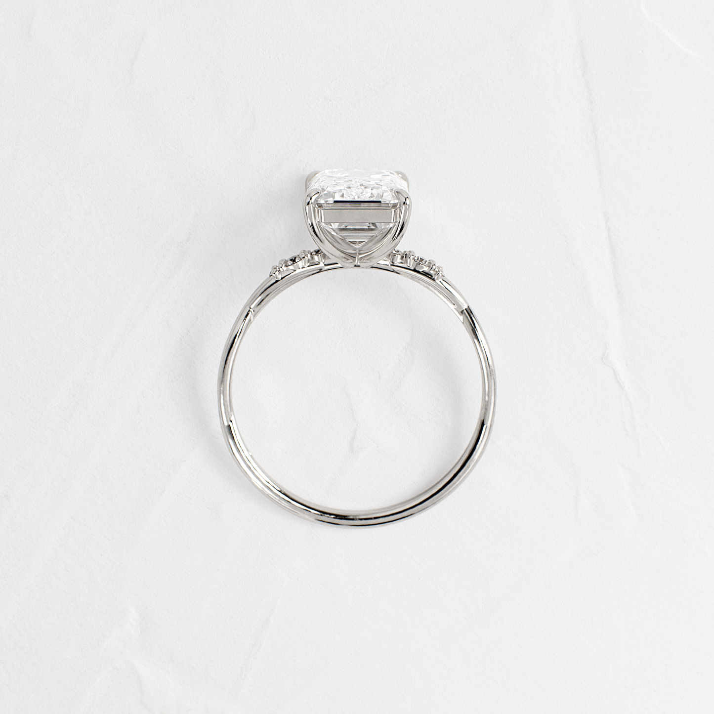 Criss Cross-Emerald Lab Grown Diamond Engagement Ring