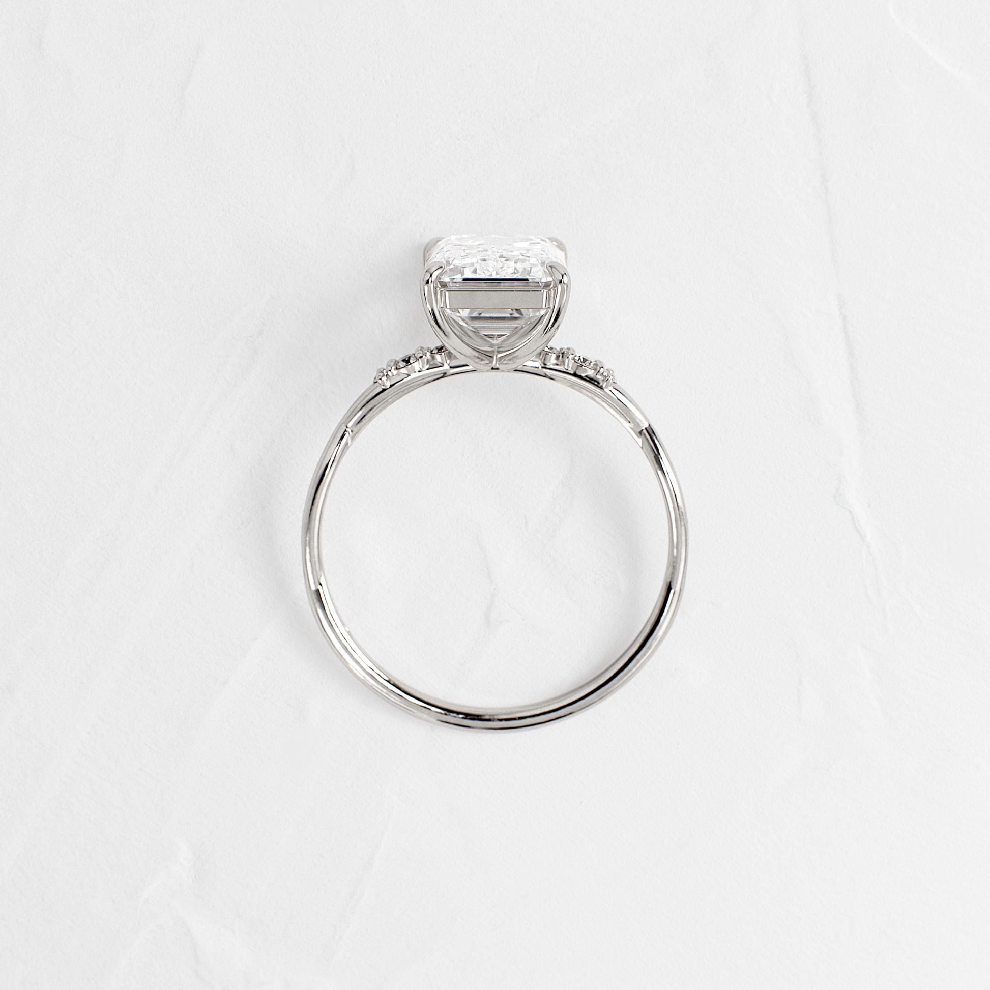 Criss Cross-Emerald Lab Grown Diamond Engagement Ring