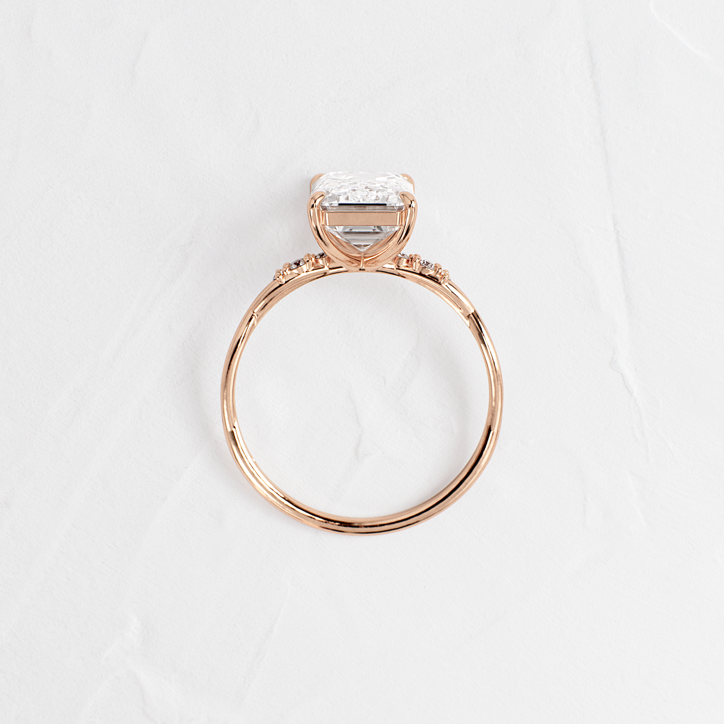 Criss Cross-Emerald Lab Grown Diamond Engagement Ring