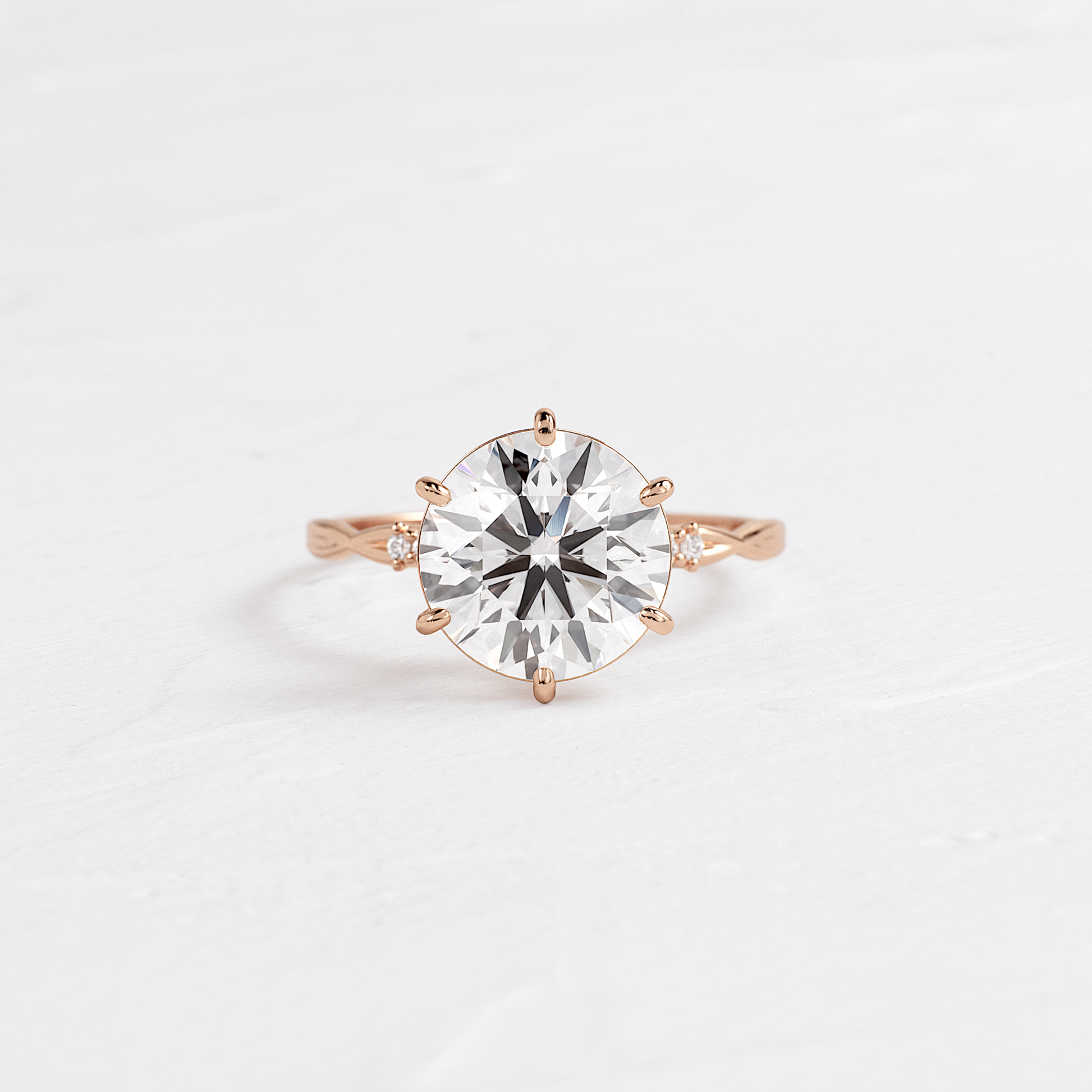 Criss Cross-Round Lab Grown Diamond Engagement Ring