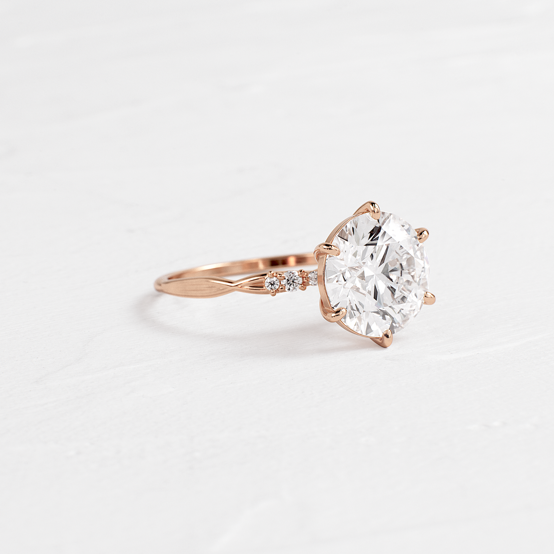 Criss Cross-Round Lab Grown Diamond Engagement Ring