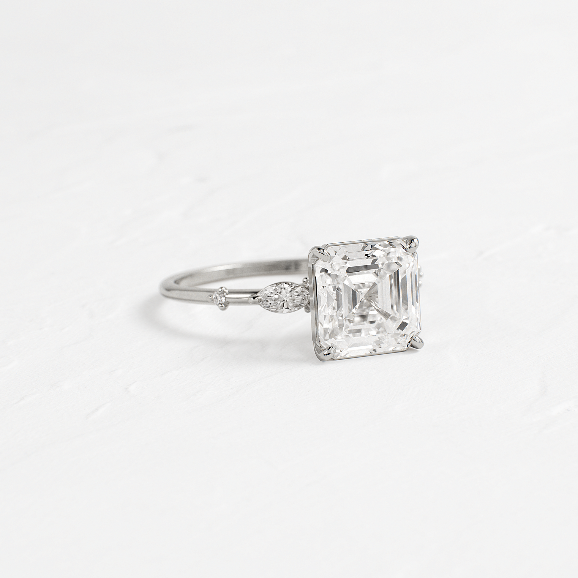 Dainty-Asscher Lab Grown Diamond Engagement Ring