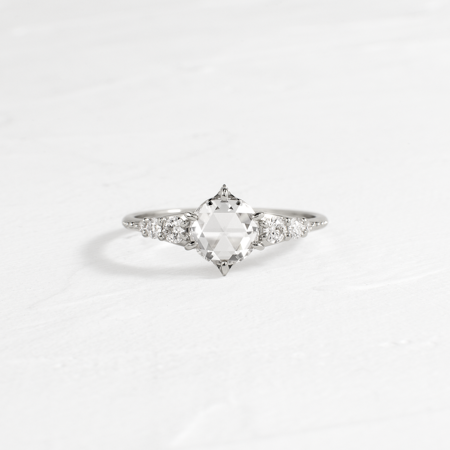 Cluster-Rose Cut Lab Grown Diamond Engagement Ring
