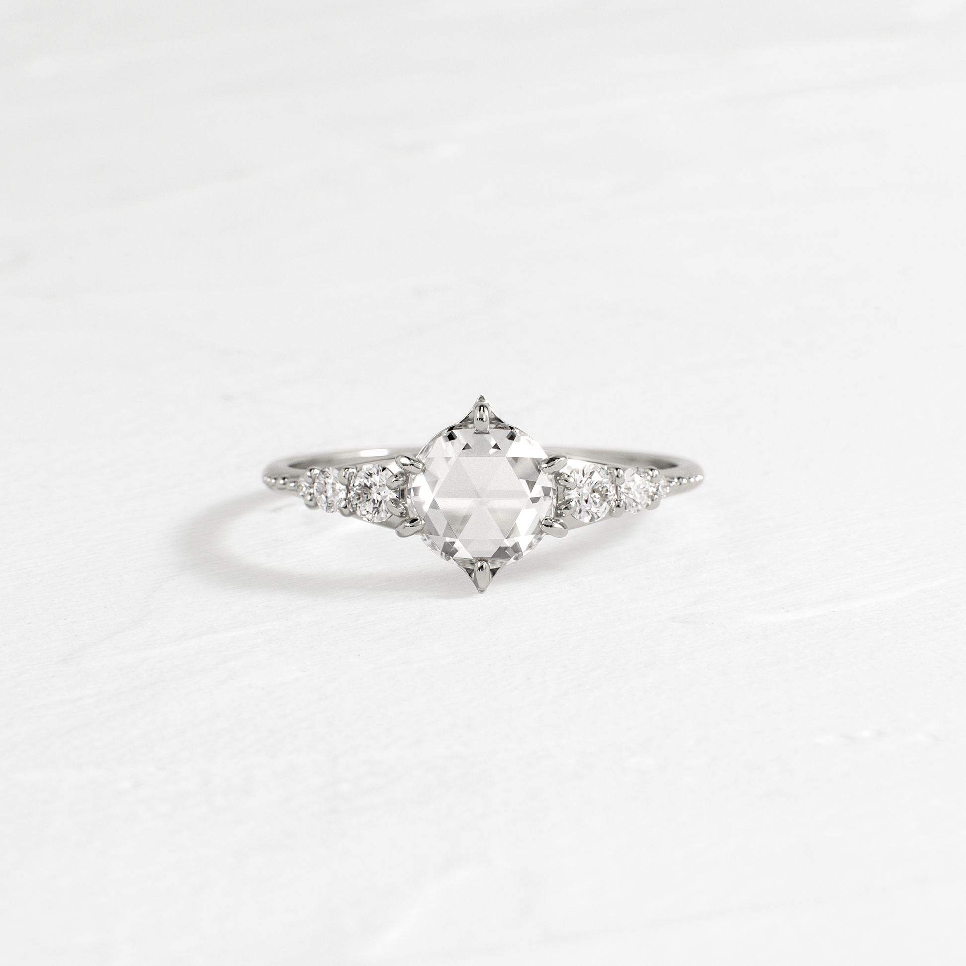 Cluster-Rose Cut Lab Grown Diamond Engagement Ring