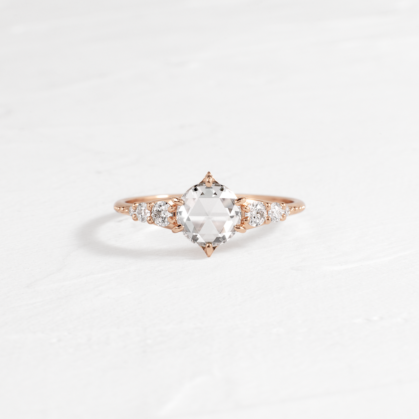Cluster-Rose Cut Lab Grown Diamond Engagement Ring