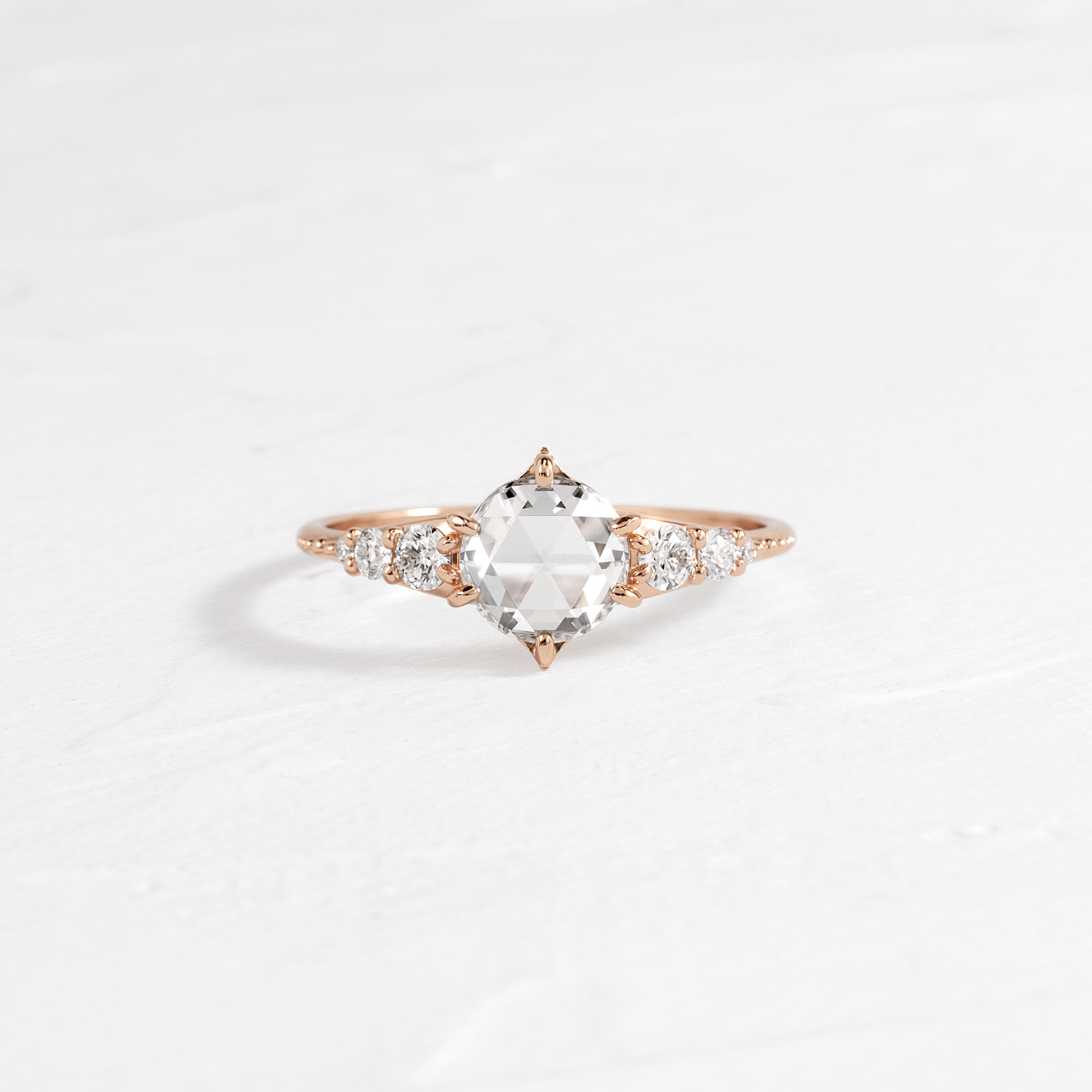 Cluster-Rose Cut Lab Grown Diamond Engagement Ring