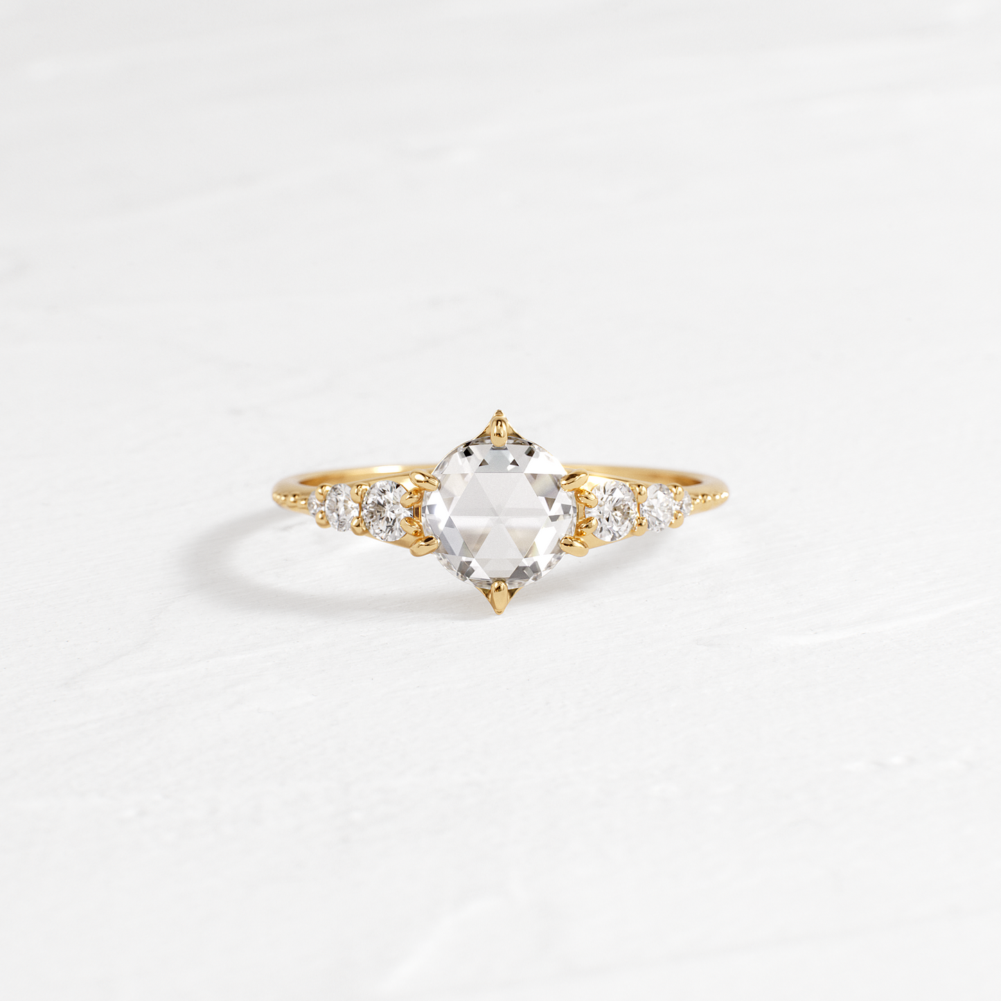 Cluster-Rose Cut Lab Grown Diamond Engagement Ring