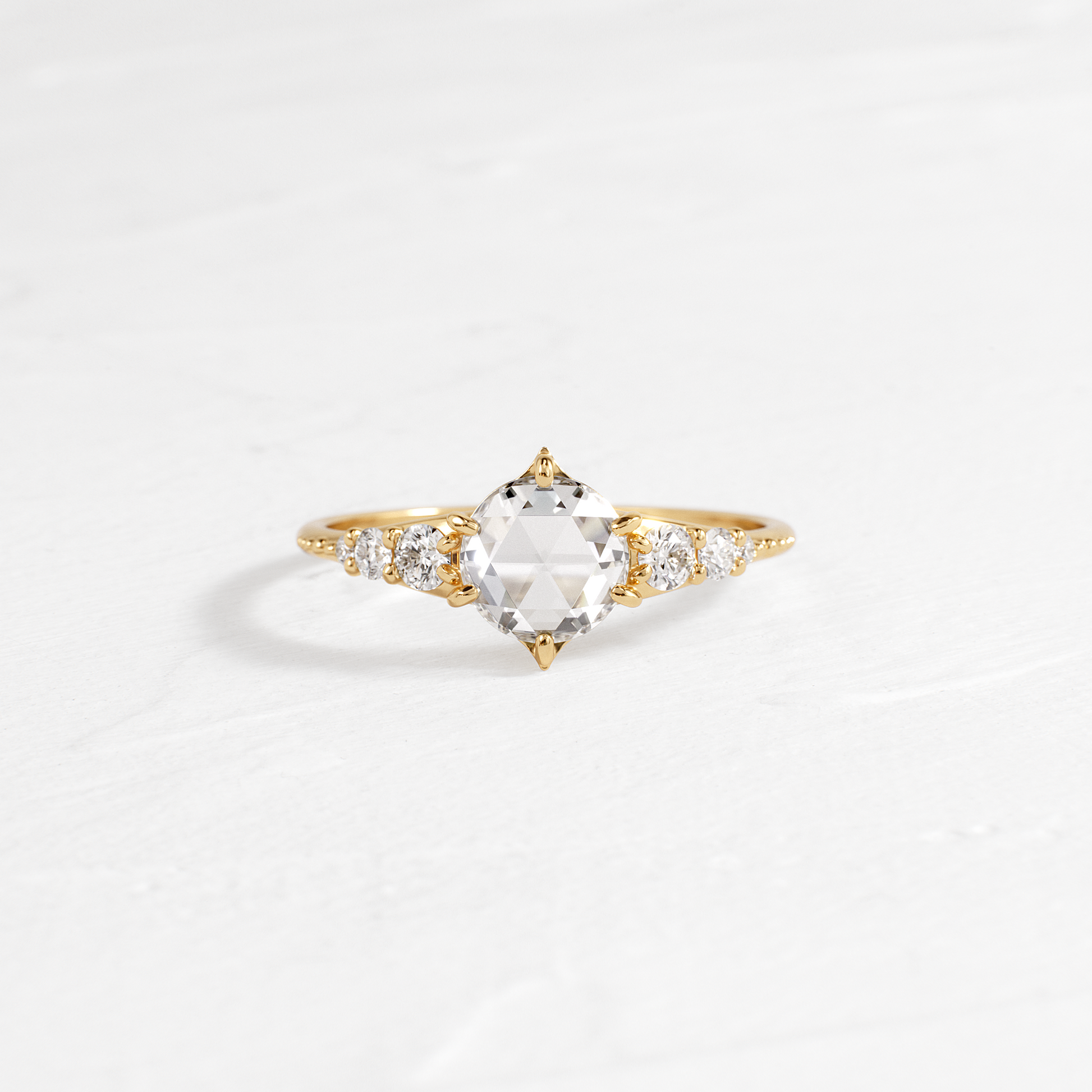 Cluster-Rose Cut Lab Grown Diamond Engagement Ring