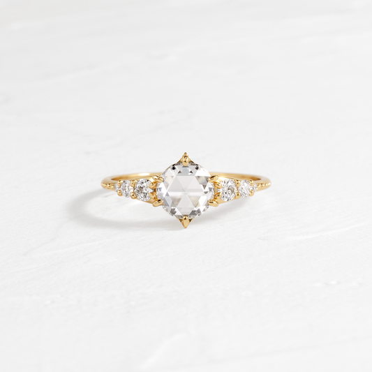 Cluster-Rose Cut Lab Grown Diamond Engagement Ring