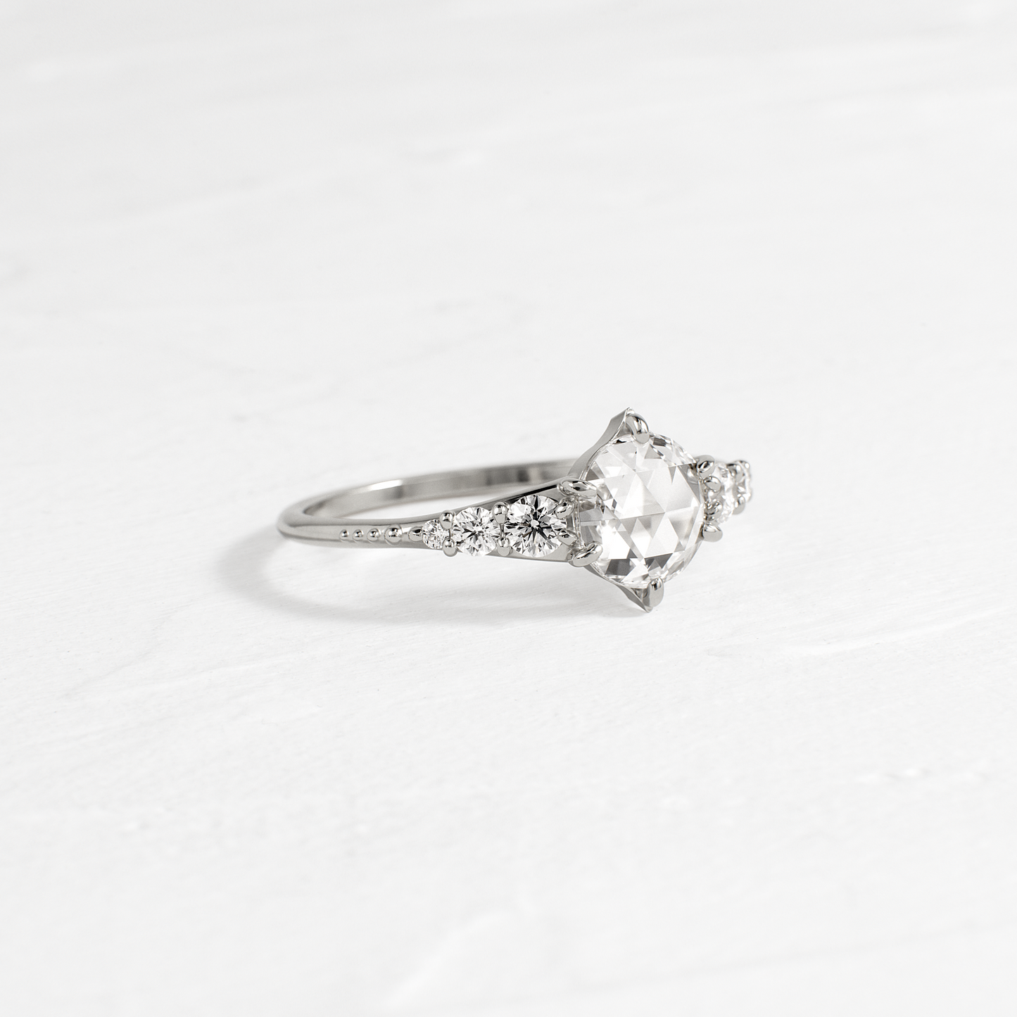 Cluster-Rose Cut Lab Grown Diamond Engagement Ring