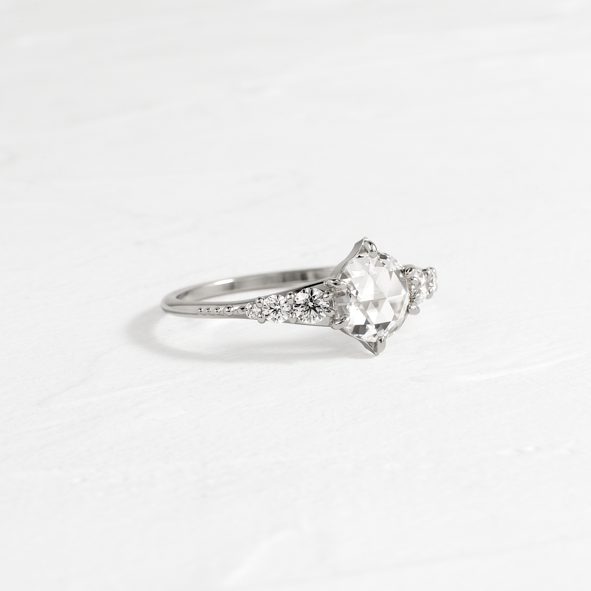 Cluster-Rose Cut Lab Grown Diamond Engagement Ring