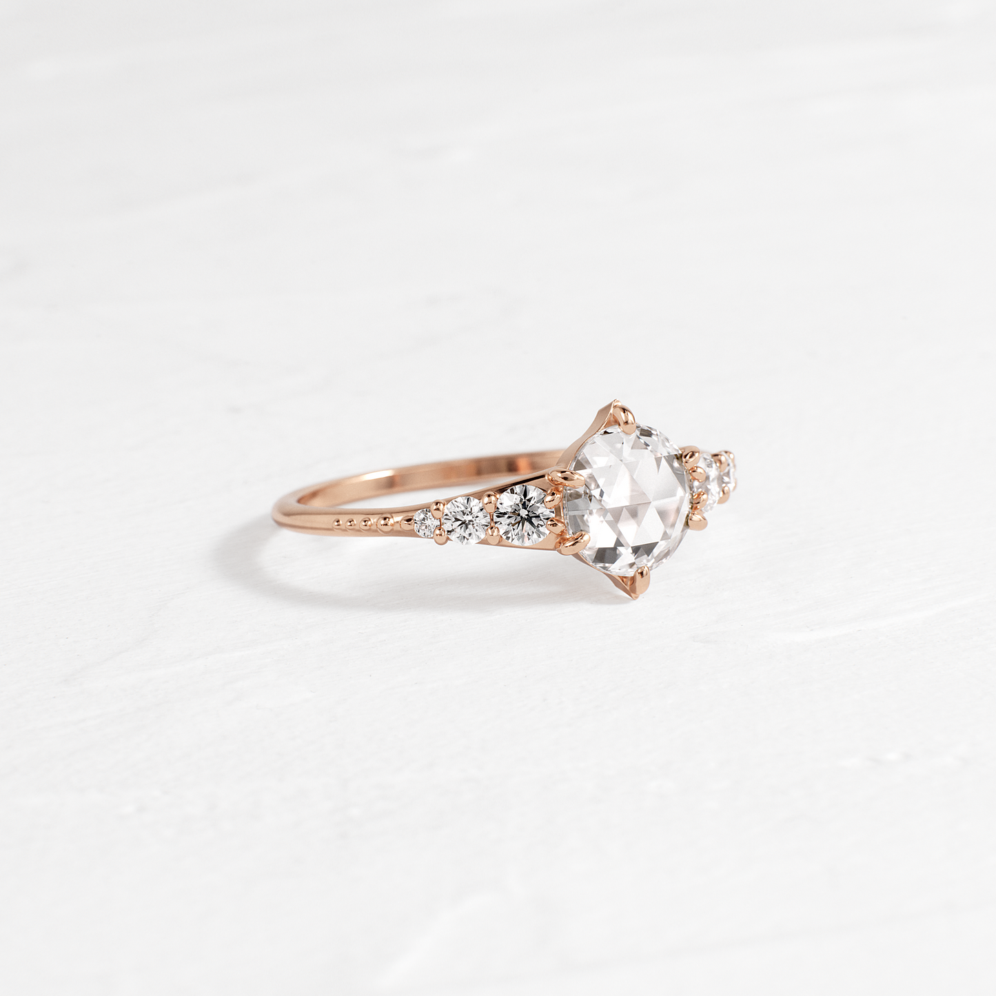 Cluster-Rose Cut Lab Grown Diamond Engagement Ring