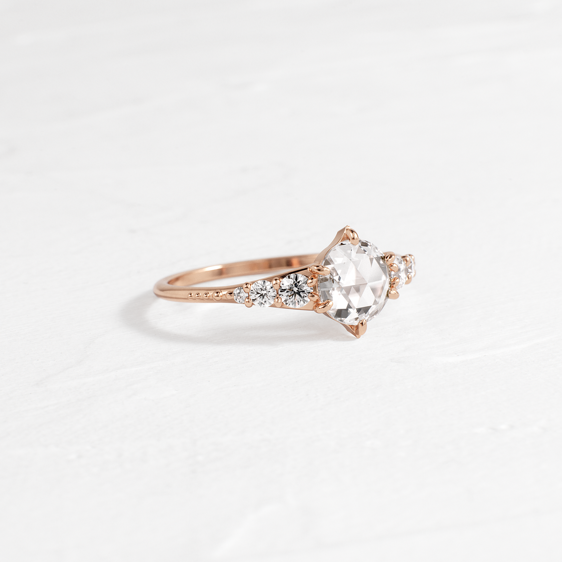 Cluster-Rose Cut Lab Grown Diamond Engagement Ring