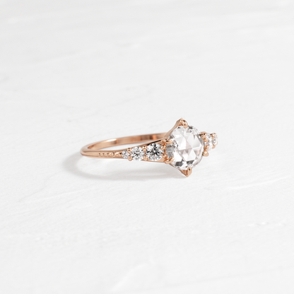 Cluster-Rose Cut Lab Grown Diamond Engagement Ring