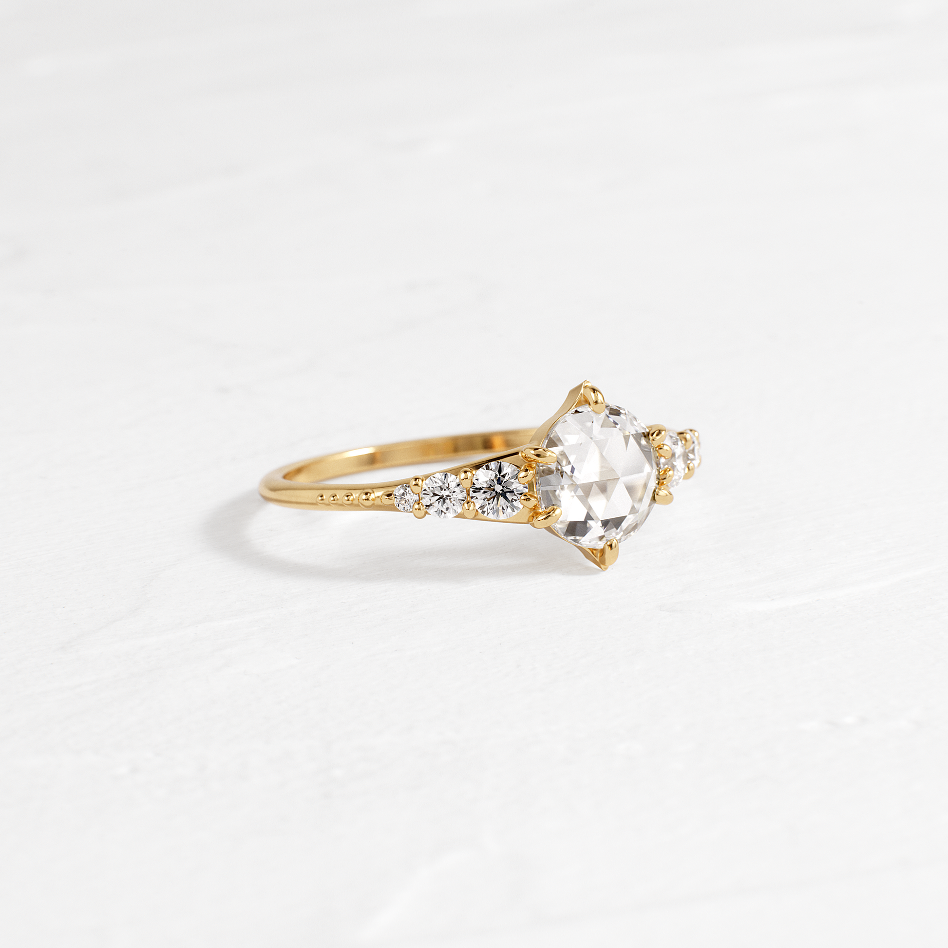 Cluster-Rose Cut Lab Grown Diamond Engagement Ring