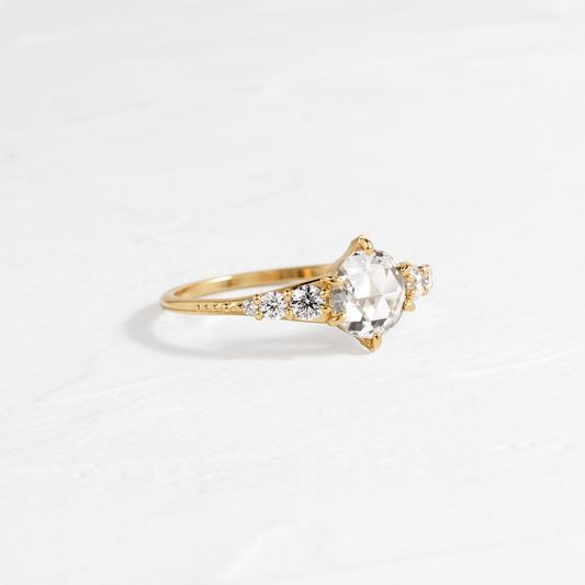 Cluster-Rose Cut Lab Grown Diamond Engagement Ring