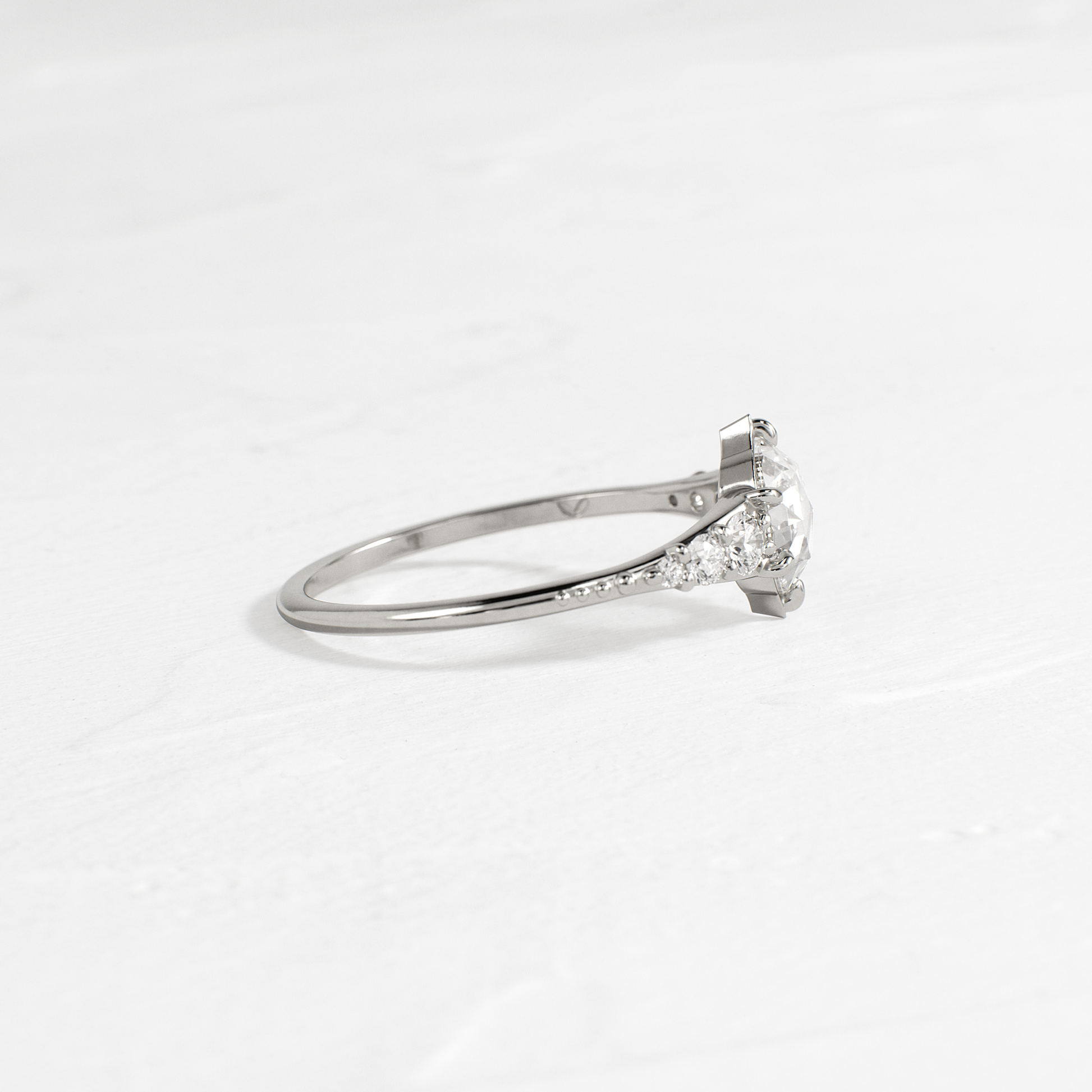 Cluster-Rose Cut Lab Grown Diamond Engagement Ring