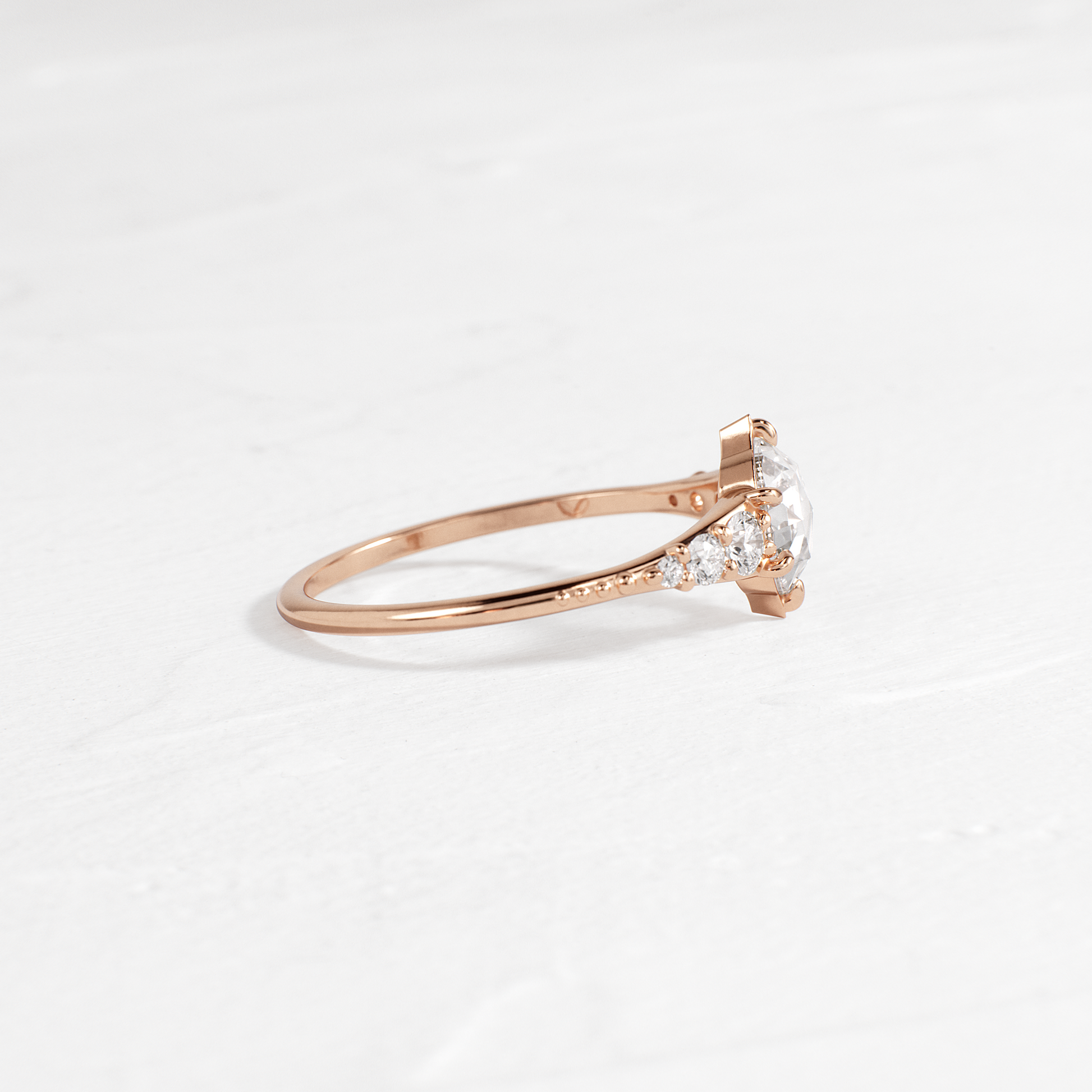 Cluster-Rose Cut Lab Grown Diamond Engagement Ring
