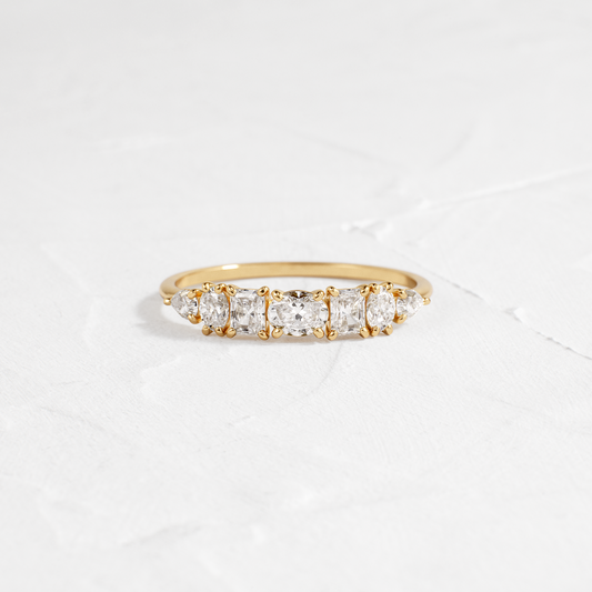 Cluster- 0.70 CT Oval, Radiant & Pear Lab Grown Diamond Wedding Band