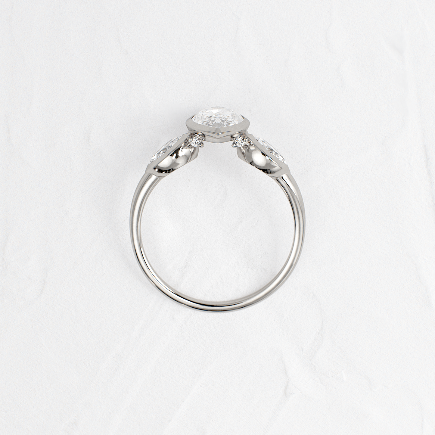 Three Stone & Bezel- Marquise Lab Grown Diamond Engagement Ring