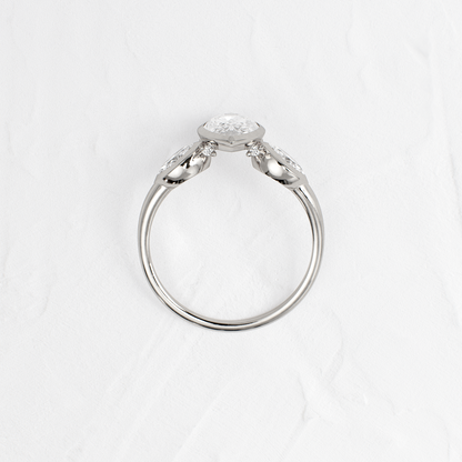 Three Stone & Bezel- Marquise Lab Grown Diamond Engagement Ring