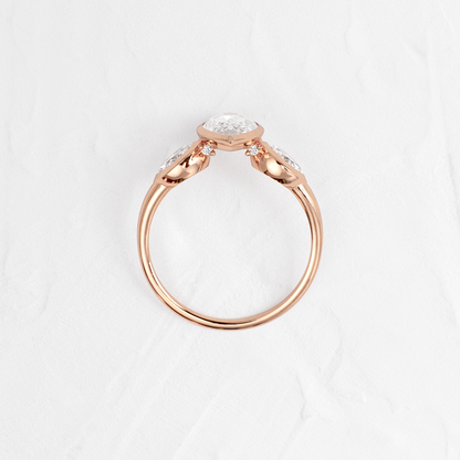 Three Stone & Bezel- Marquise Lab Grown Diamond Engagement Ring