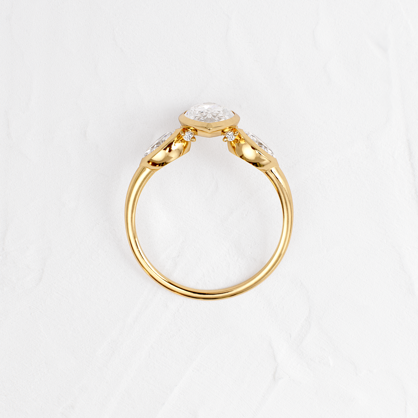 Three Stone & Bezel- Marquise Lab Grown Diamond Engagement Ring