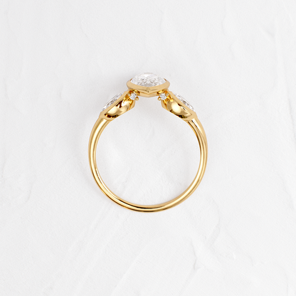 Three Stone & Bezel- Marquise Lab Grown Diamond Engagement Ring