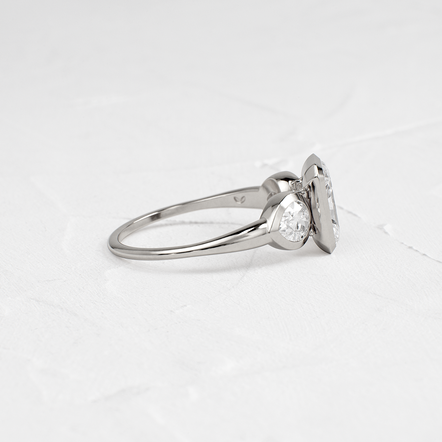 Three Stone & Bezel-Radiant Lab Grown Diamond Engagement Ring