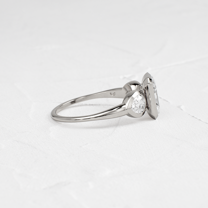 Three Stone & Bezel-Radiant Lab Grown Diamond Engagement Ring