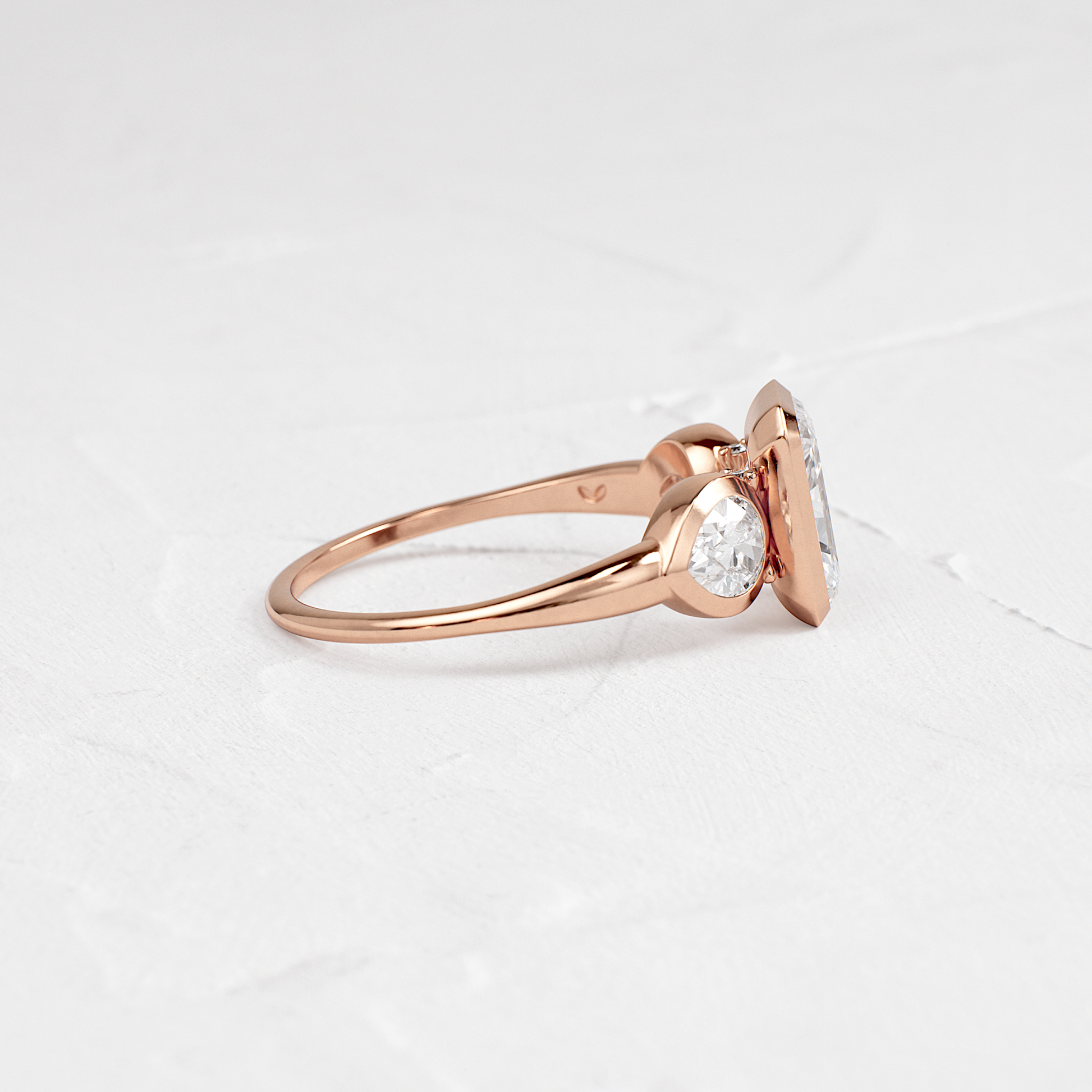 Three Stone & Bezel-Radiant Lab Grown Diamond Engagement Ring