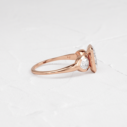 Three Stone & Bezel-Radiant Lab Grown Diamond Engagement Ring