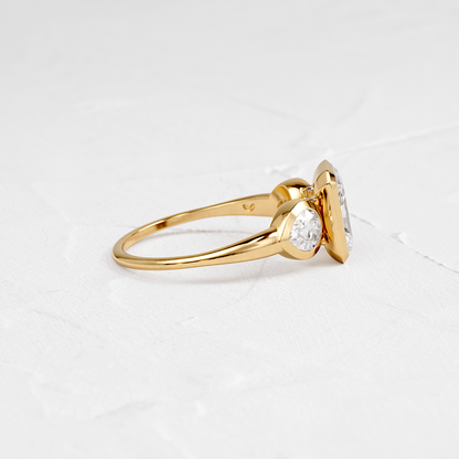 Three Stone & Bezel-Radiant Lab Grown Diamond Engagement Ring