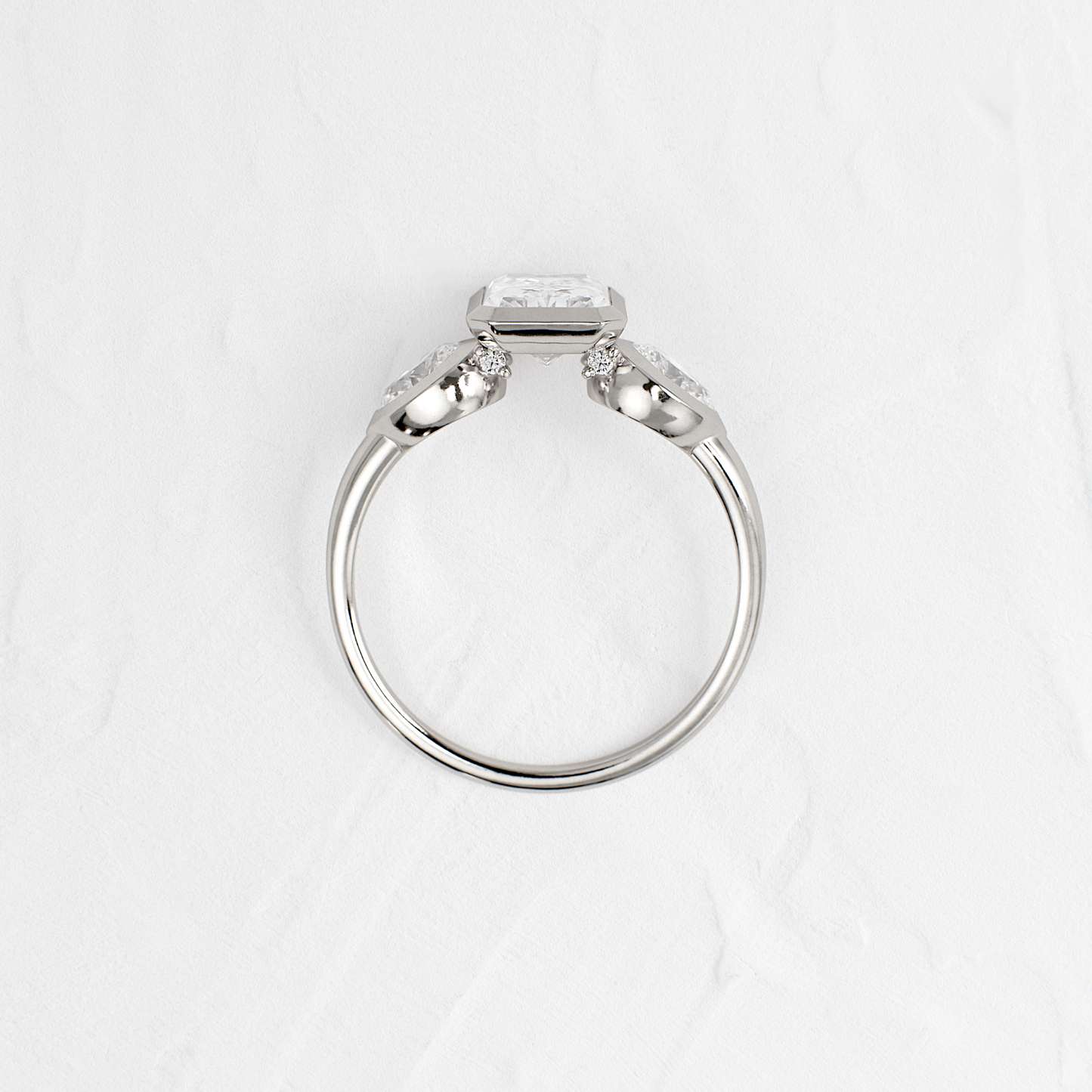 Three Stone & Bezel-Radiant Lab Grown Diamond Engagement Ring